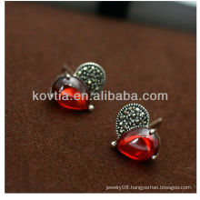 Women favorite red diamond earings garnet earrings 925 silver earrings